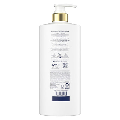 Dove Acondicionador de coco e hidratación para cabello seco con tecnología de cuidado de bio-proteínas y aceite de coco, 28 onzas líquidas