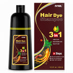 Ivnil Champú con tinte de color castaño marrón 3 en 1 para mujeres...