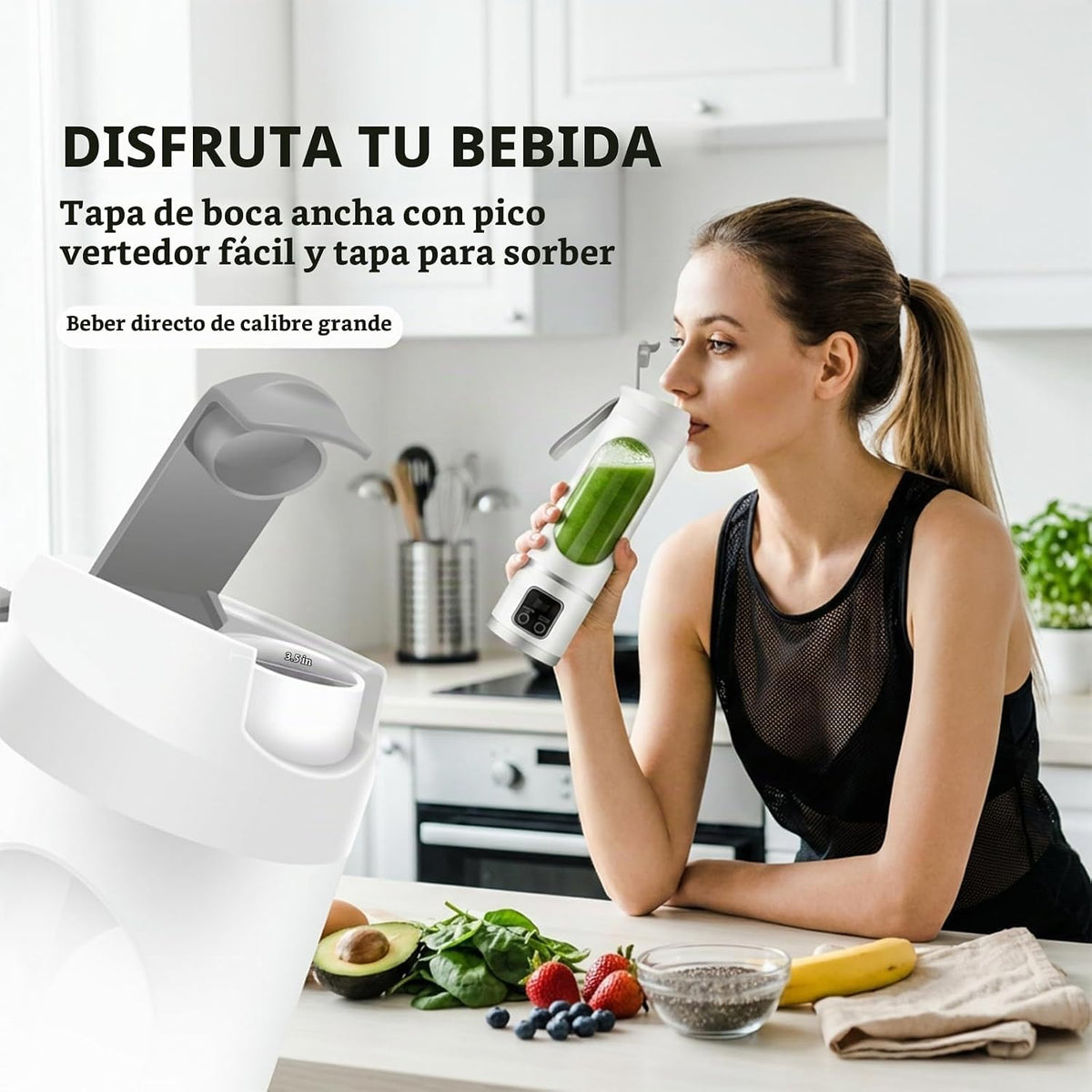 Licuadora personal, exprimidor personal conveniente (blanco) | 12-B...