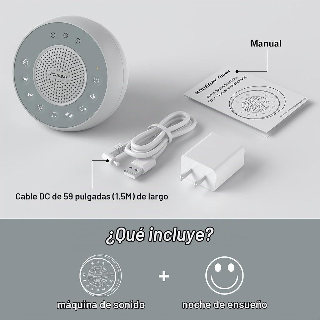 HOUSBAY Máquina de sonido Ruido blanco para dormir, gris | 31 sonid...
