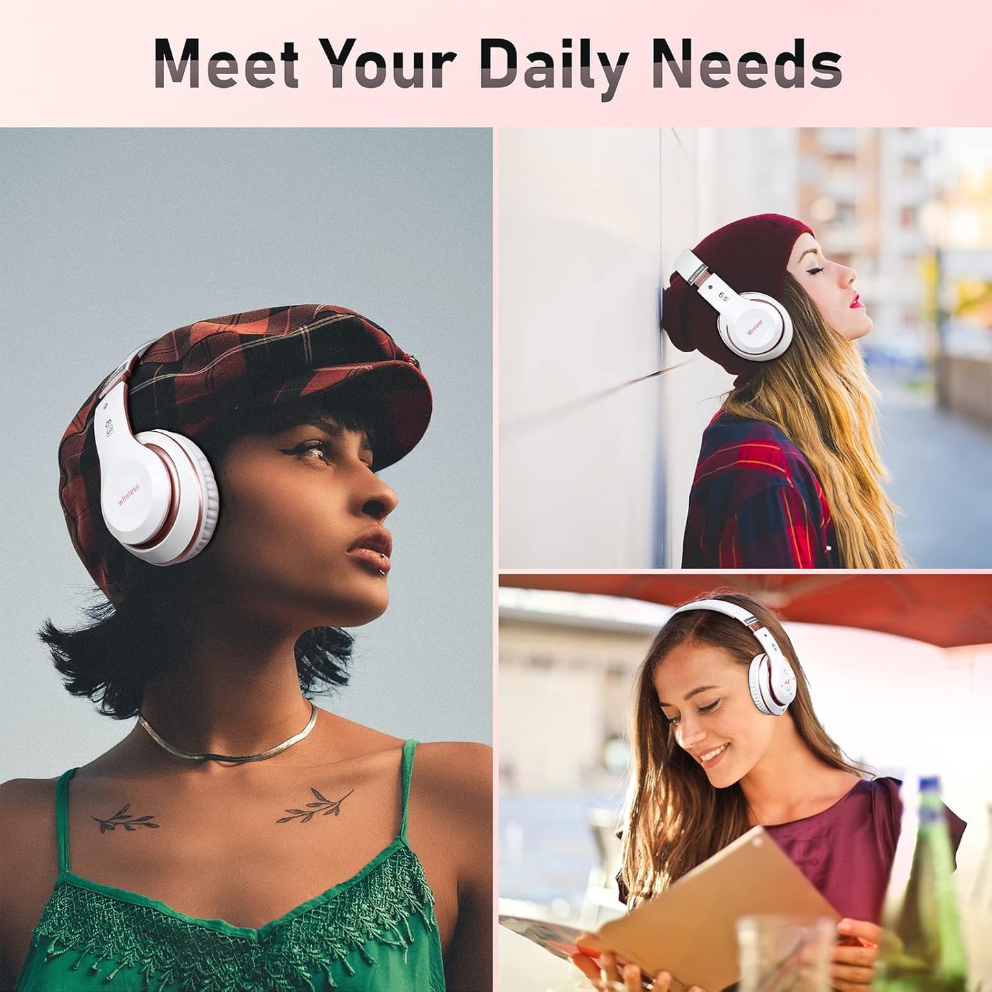 Falebare Auriculares Bluetooth sobre la oreja, auriculares inalámbr...