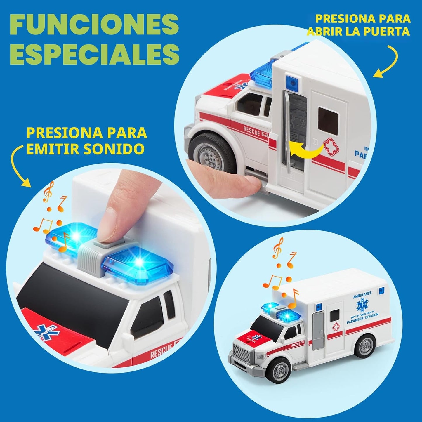 JOYIN 4 paquetes de juguetes de vehículos de emergencia, vehículos...