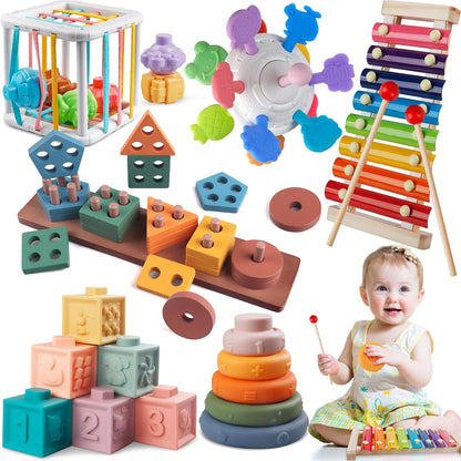 Juguetes Montessori 6 en 1 para bebés de 1 año, juguetes sensoriale...