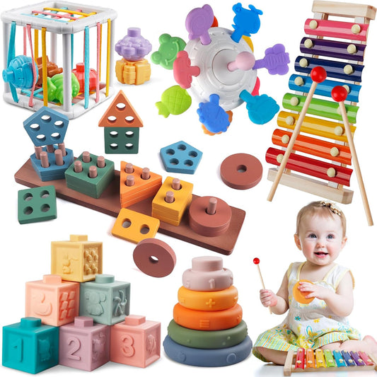 Juguetes Montessori 6 en 1 para bebés de 1 año, juguetes sensoriale...