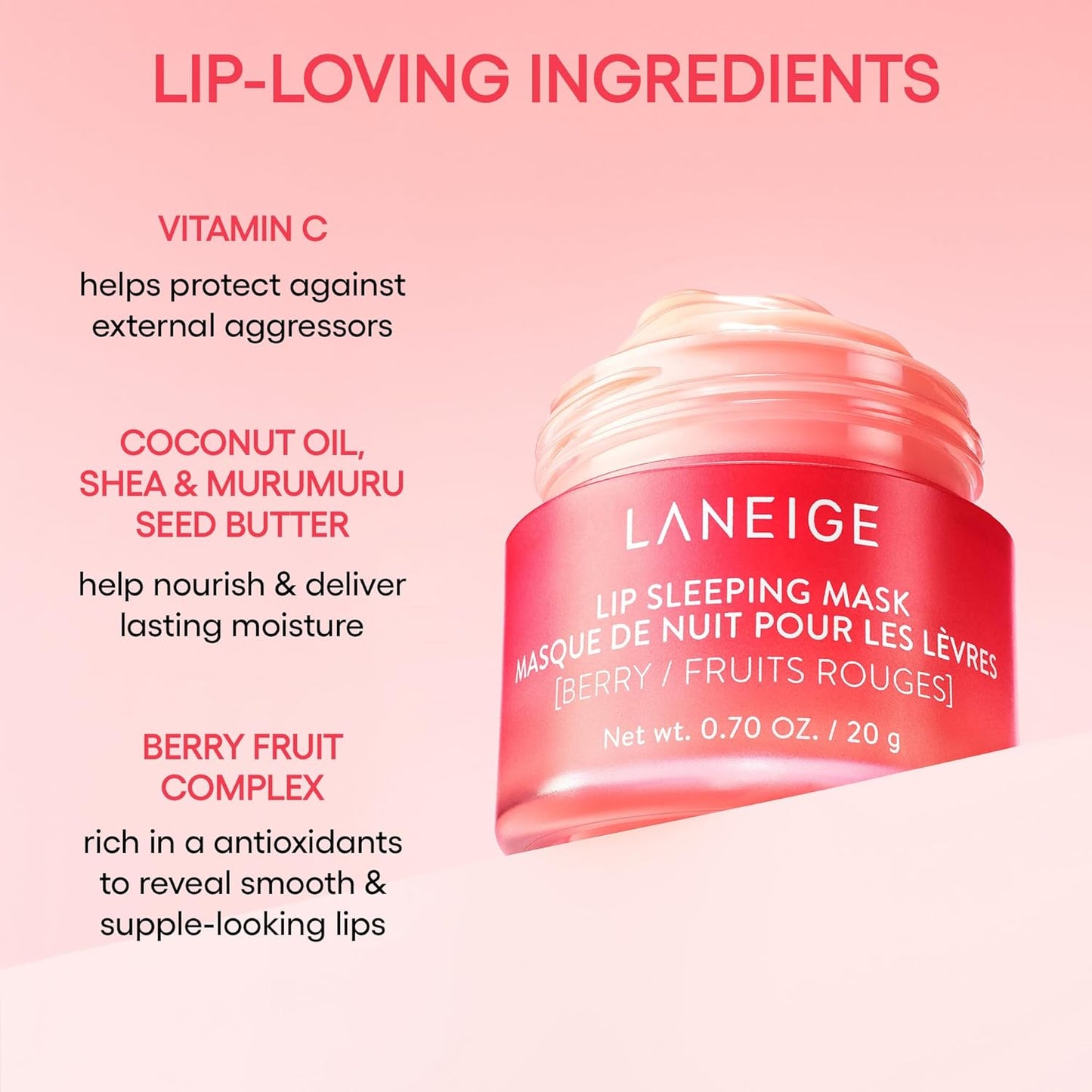 LANEIGE - Mascarilla nocturna para labios: Nutrir, hidratar, vitami...