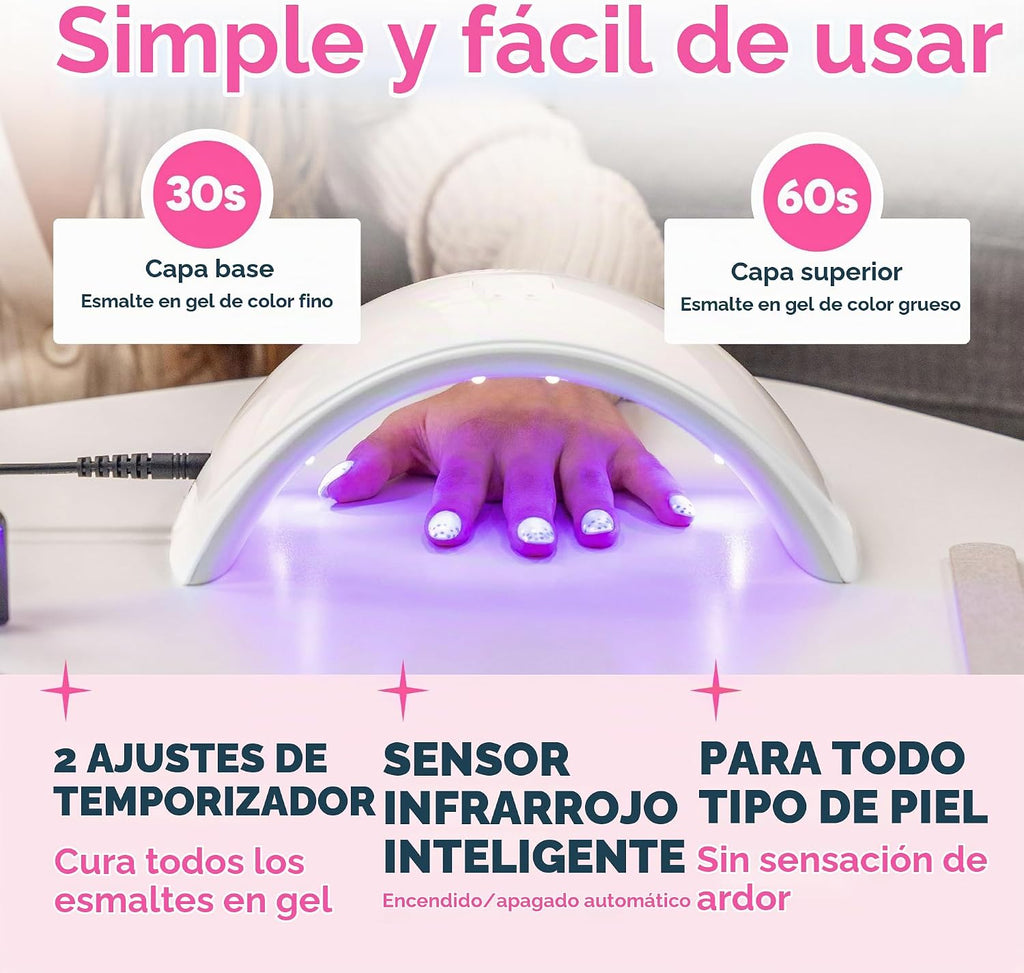 Lámpara secadora de uñas SUNUV de 24 W. , Blanco | Sensor automátic...