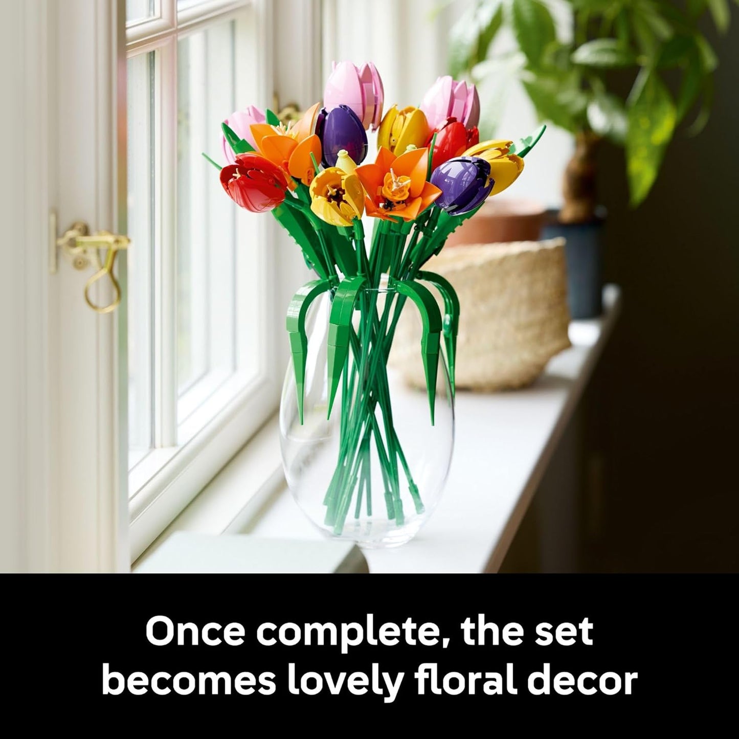 LEGO Botanicals - Juego de construcción de ramo de tulipanes para adultos, dormitorio, estante de libros y decoración de oficina para mujeres y hombres, a partir de 18 años, regalo para el día de San