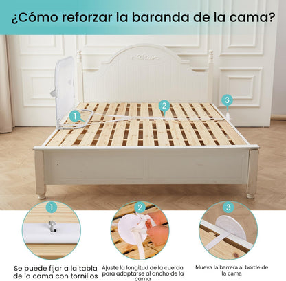 NUTIKAS Barandilla protectora para cama de bebé para niños pequeños...