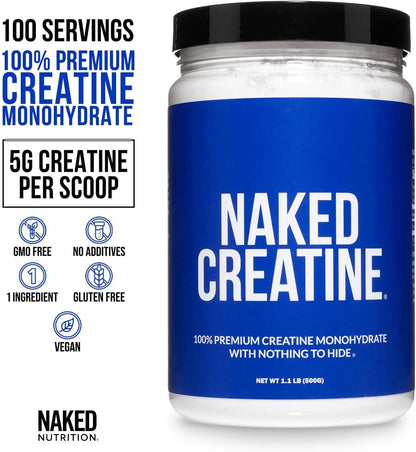 NAKED - Polvo de monohidrato de creatina micronizada pura, sin sabo...
