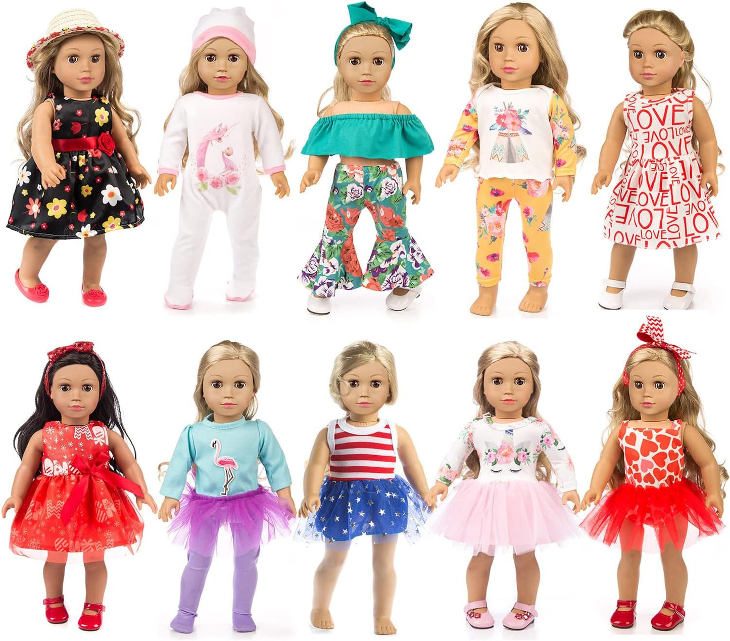 ZQDOLL 19 piezas de ropa de muñeca americana de regalo para ropa y...