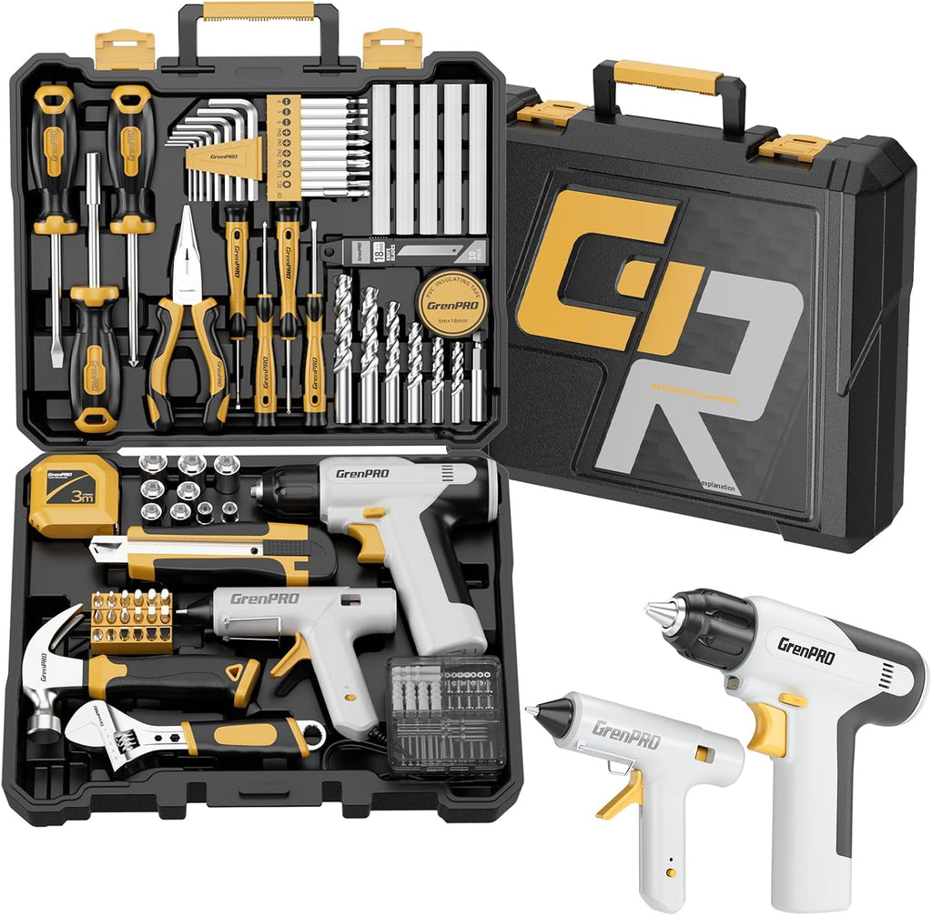 GRENPRO Juego de herramientas con taladro, 188 piezas de kit de her...
