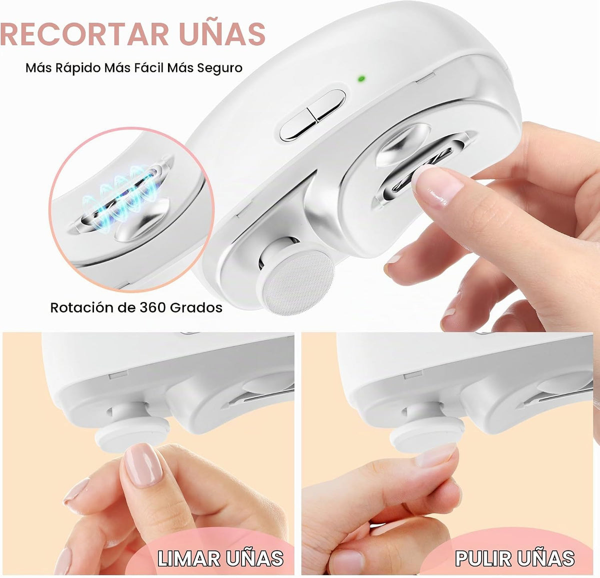 Cortauñas eléctrico Lima para uñas de los pies actualizado 3 en 1 a...