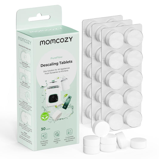 Momcozy Pastillas Descalcificadoras Oficiales, Compatible con KleanPal Pro Lavabiberón para Bebé, Descalcificador para Eliminación de Leche y Sarro, 30 Unidades