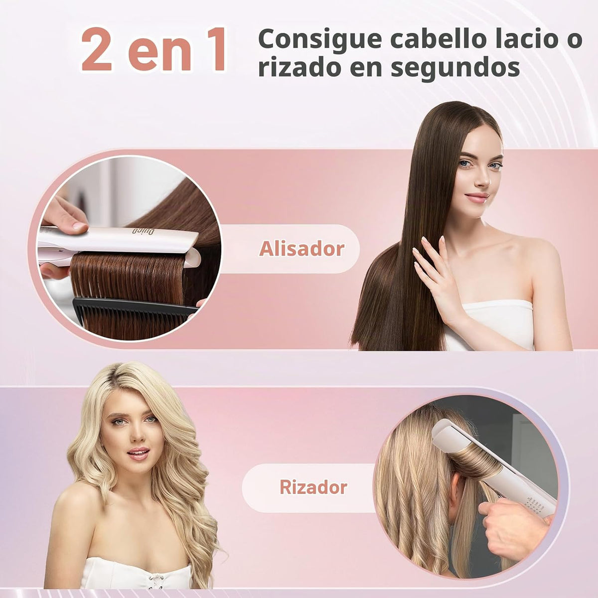 Quico - Plancha de pelo de doble voltaje, 100-240V, plancha de pelo...