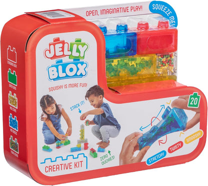 Kit creativo de bloques de gelatina Goliath Jelly Blox | Incluye 20 bloques | Bloques de construcción para niños pequeños y preescolares que los niños pueden apretar, estirar y aplastar | Acreditado