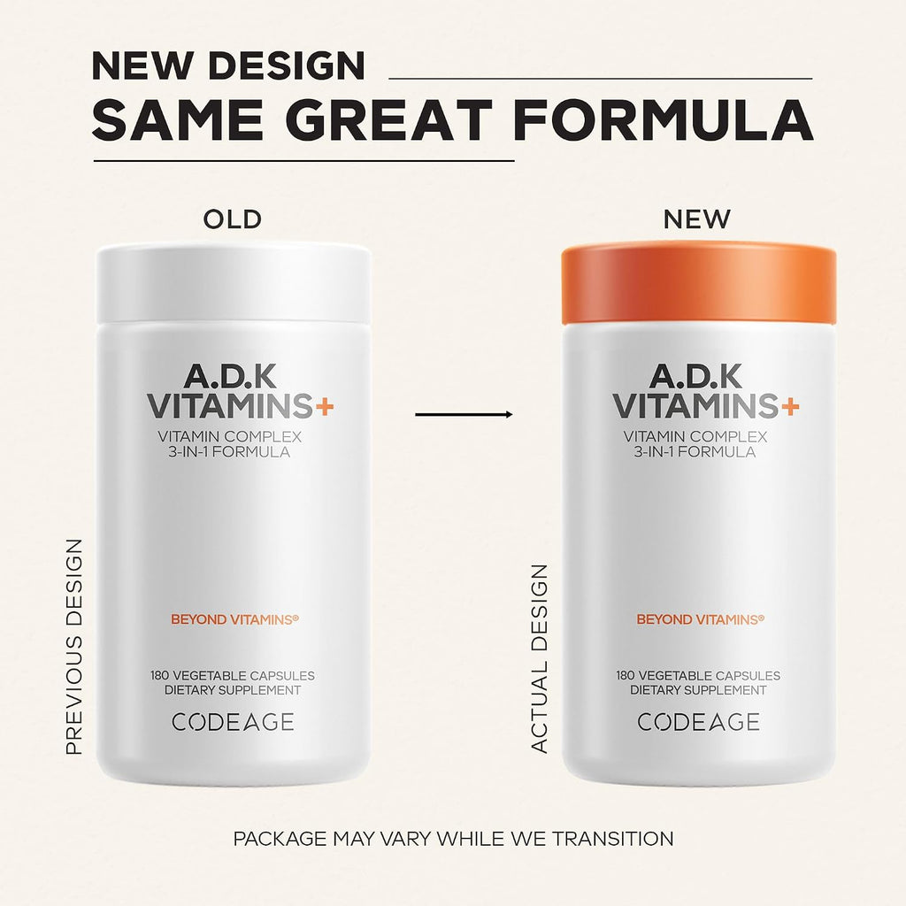Codeage Suplemento de vitaminas ADK - Vitamina esencial A, D3 5000...
