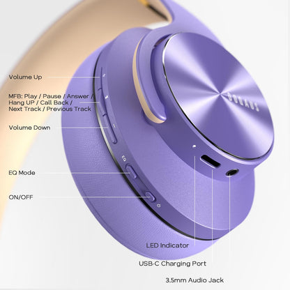 DOQAUS Auriculares Bluetooth sobre la oreja, tiempo de reproducción...