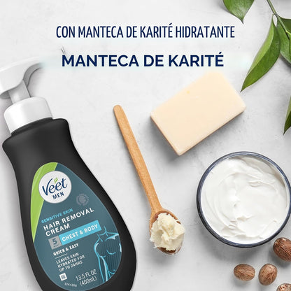 Crema de depilación Veet para hombres, 5 minutos para piel sensible...