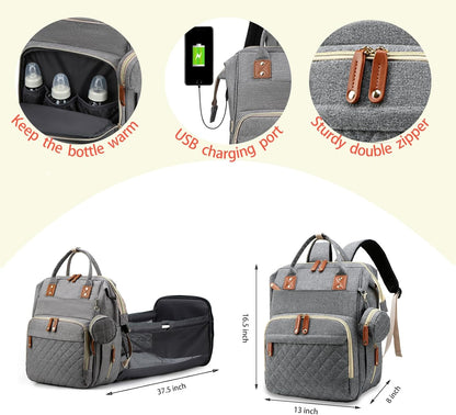 Lamroro Bolsa de pañales con cambiador, mochila de pañales 3 en 1 p...