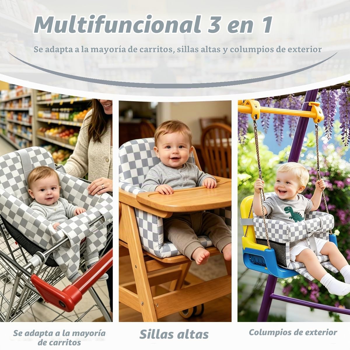 Funda para carrito de compras para bebé, niño y niña, funda para si...