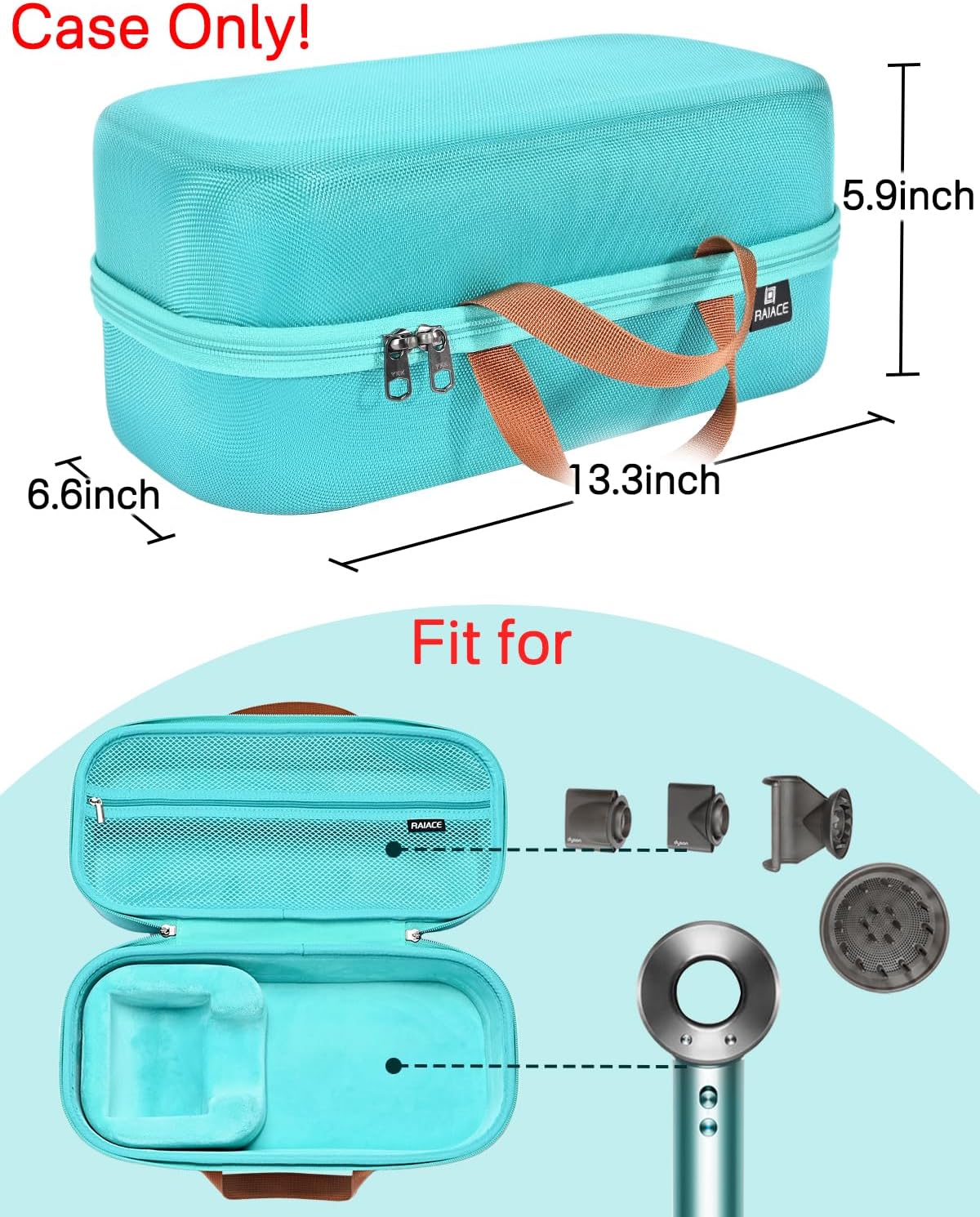 Estuche de almacenamiento rígido RAIACE compatible con secador de p...
