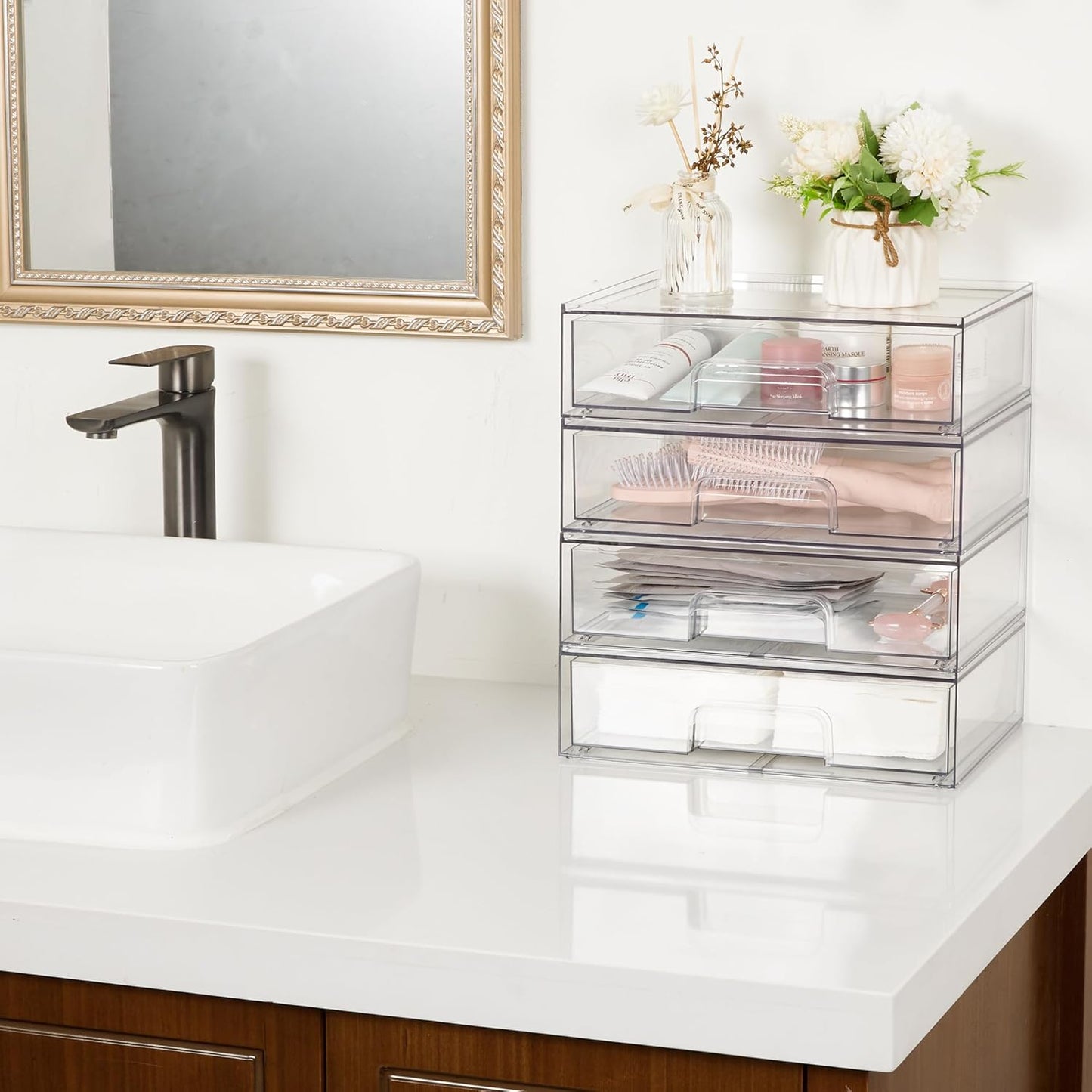 Vtopmart Cajones de almacenamiento apilables transparentes de 12.1...