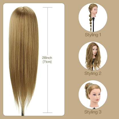 Cabeza de maniquí de 28 pulgadas de cabello humano, cabeza de maniq...
