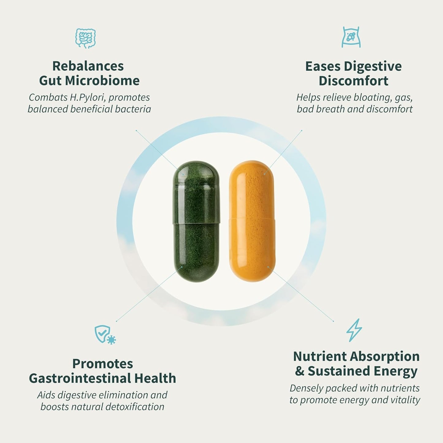 Snap Supplements Salud intestinal y espirulina orgánica Chlorella B...