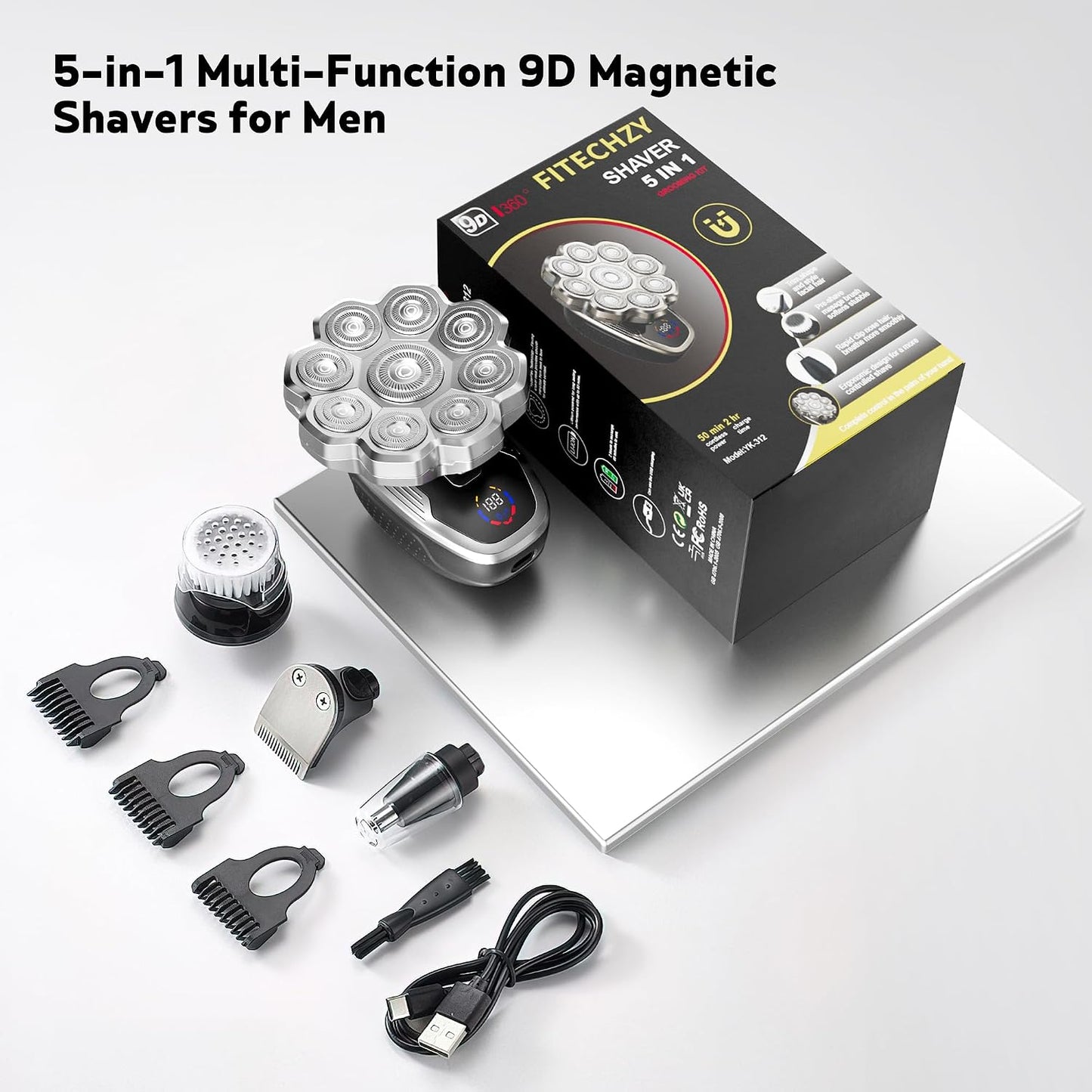Maquinilla de afeitar eléctrica para hombres, afeitadoras de cabeza...