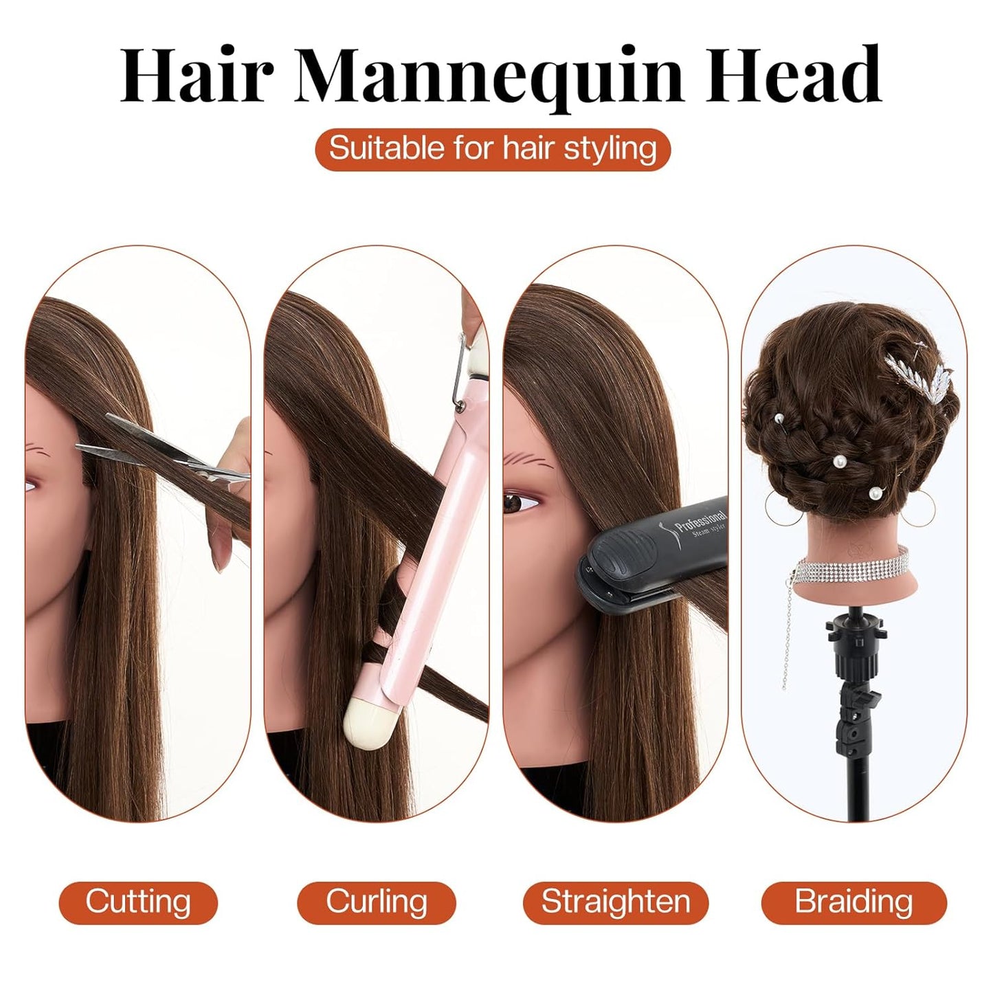 Cabeza de Maniquí de 20" Cabello Humano, Cabeza de Maniquí de C...