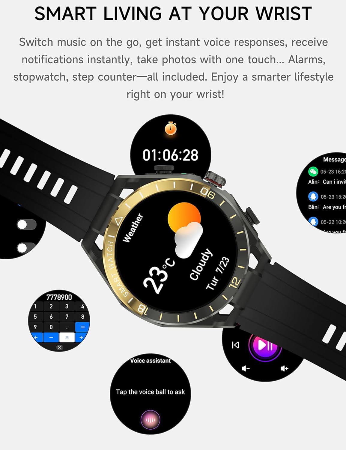 Reloj inteligente con auriculares para hombre, reloj deportivo con...