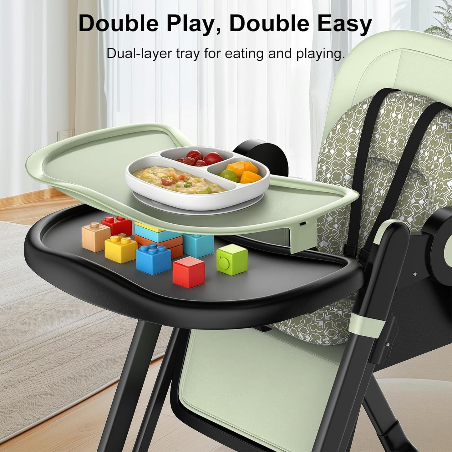 Silla alta plegable para bebés y niños pequeños, columpios portátil...