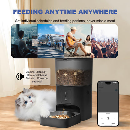 ANDOLL HOME Comedero automático para gatos 2.4G\/5G, dispensador de...