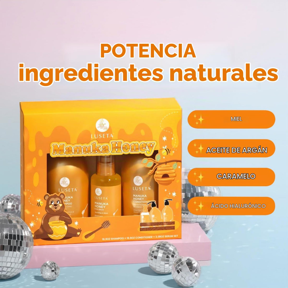 Luseta Manuka Honey Trio Conjunto de Cuidado Capilar Champú y Acond...