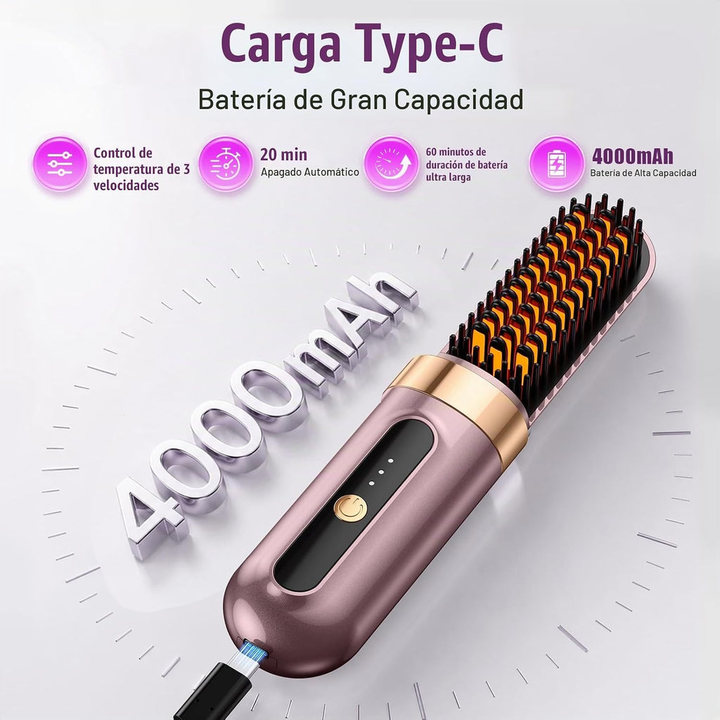 Go Brush Pro 2026, cepillo alisador de cabello inalámbrico, iónico...