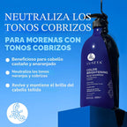 Luseta Champú azul iluminador de color para morenas y tonos naranja...