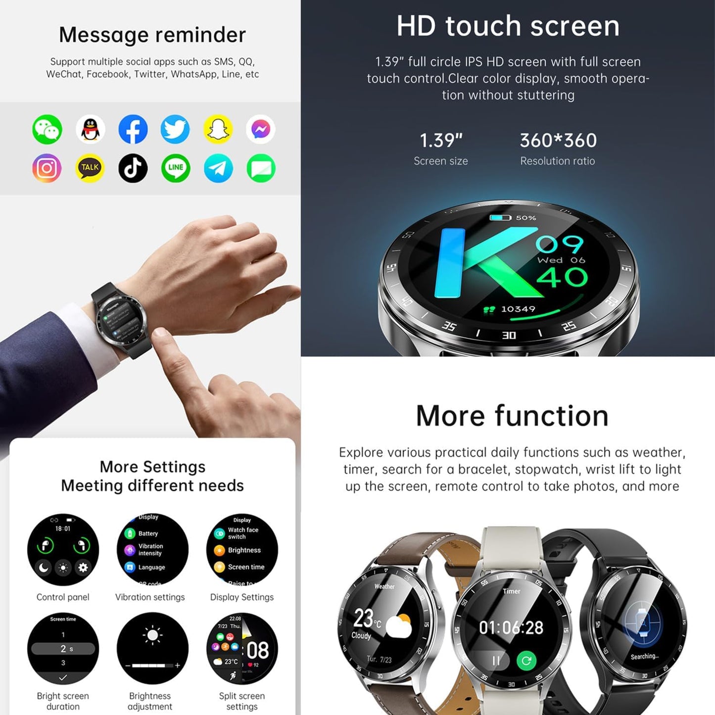 X10 - Reloj inteligente con auriculares para iPhone, teléfonos inte...
