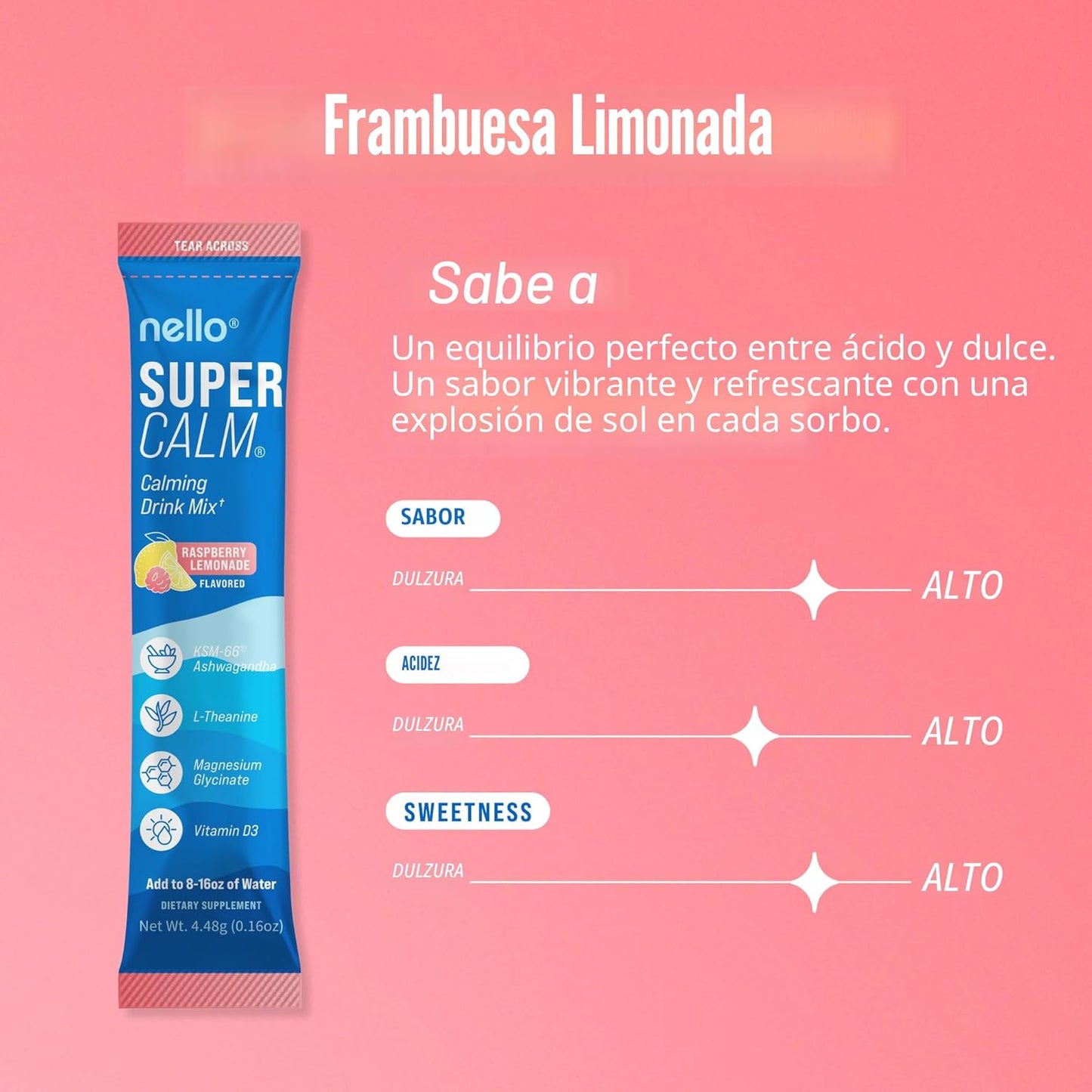 Nello Supercalm - Mezcla de bebida en polvo, reductor de cortisol y...