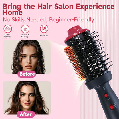 Peine con calefacción y cepillo secador 4 en 1, cepillo alisador de pelo, doble modo para secar, alisar, rizar y dar volumen a todo tipo de cabello, tecnología iónica de cerámica