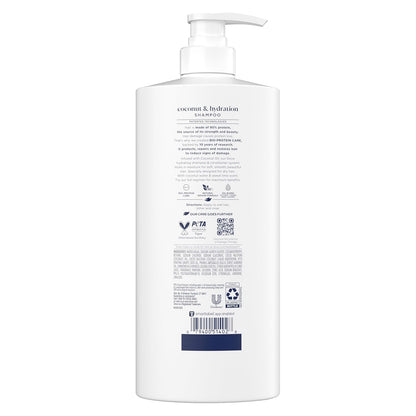 Dove Champú de coco e hidratación para cabello seco con tecnología de cuidado de bio-proteínas y aceite de coco, 28 onzas líquidas