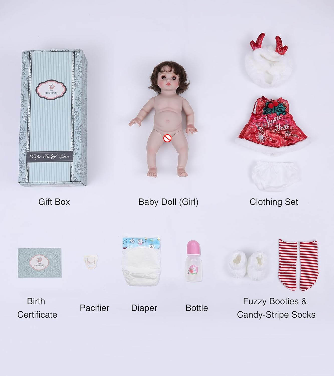 Cloveray Muñecas de bebé, 18 pulgadas realista Reborn Full Vinyl Ba...