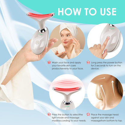 Masajeador facial con luz roja-terapia para cara y cuello, varita d...