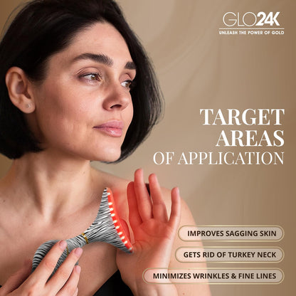 GLO24K - Dispositivo de belleza de luz roja para cara y cuello, her...