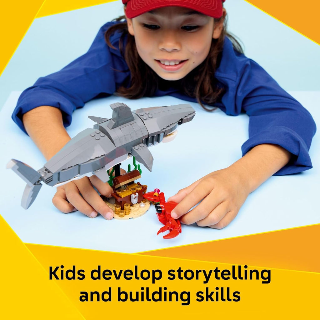 LEGO Creator - Juguete de construcción de tiburón feroz con cofre d...