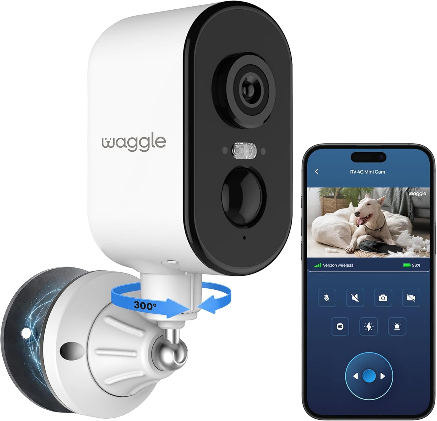 Waggle Cámara de seguridad celular 4G LTE, monitor de mascotas HD 2...