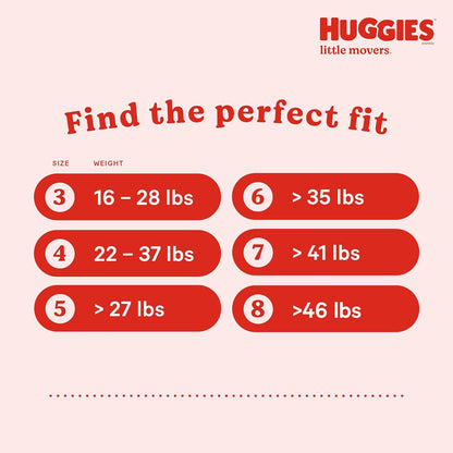 Huggies Pañales tamaño 6, pañales Little Movers para bebé, talla 6 (35+ libras), 108 unidades (2 paquetes de 54), el embalaje puede variar