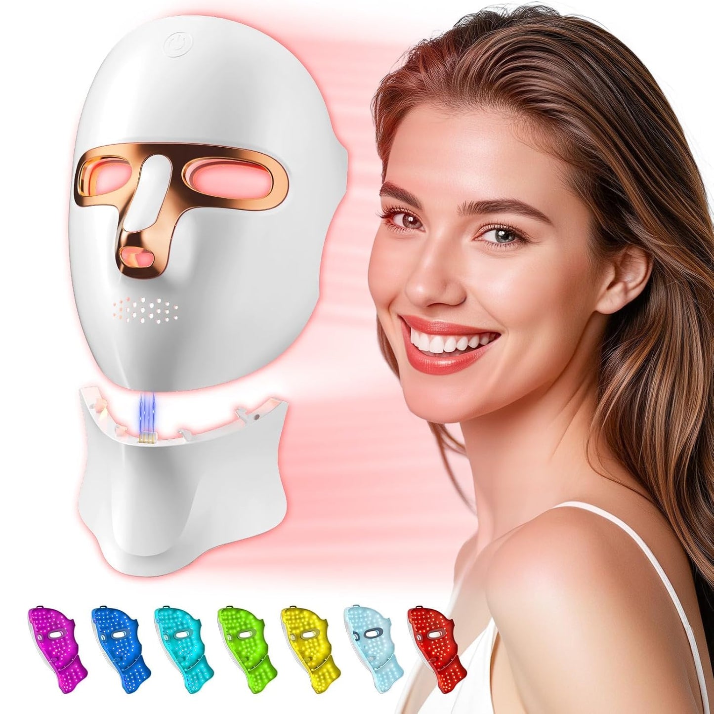 tinkoola Máscara de terapia de luz roja para cara y cuello, terapia...