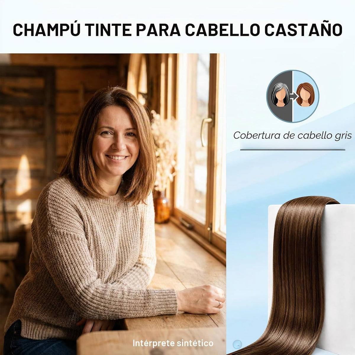 Ivnil Champú con tinte de color castaño marrón 3 en 1 para mujeres...
