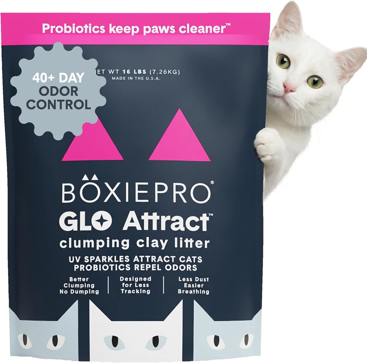 Boxie Glo Attract - Arena para gatos de más de 40 días, control de...