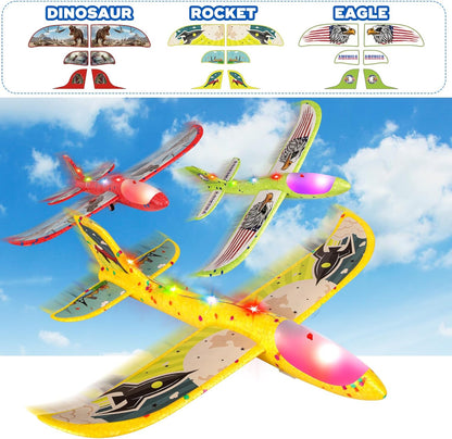 Paquete de 3 juguetes de avión lanzador para niños, avión planeador...